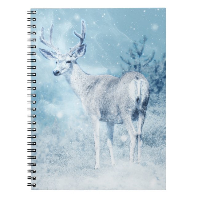 Winter Deer and Pine Trees Notebook (Front)