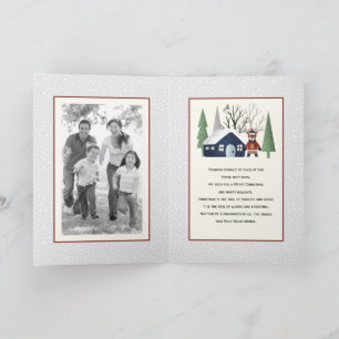 Winter deer and trees Christmas photo folded Holiday Card