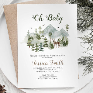 Winter Deer Animals Woodland Boy Baby Shower Invitation