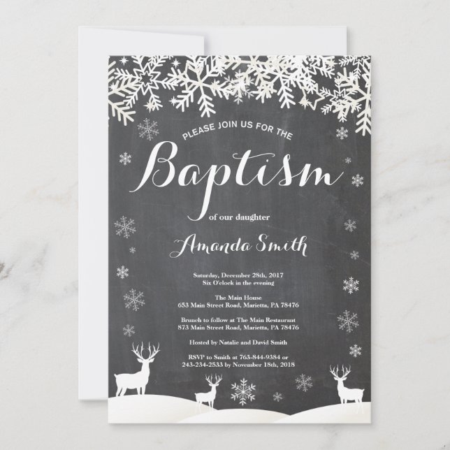 Winter Deer Baptism Invitation (Front)
