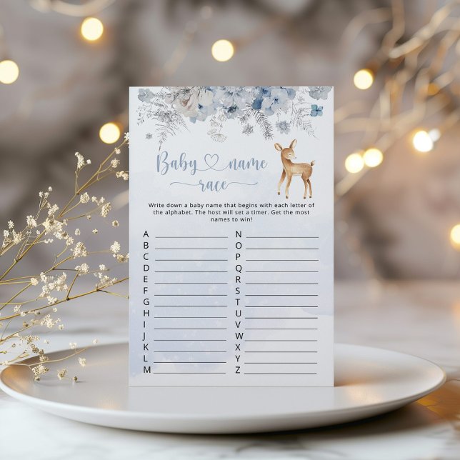 Winter Deer blue baby name race baby shower game (Creator Uploaded)