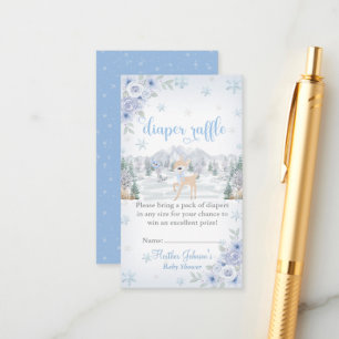 Winter Deer Blue Snowflake Baby Shower Enclosure Card