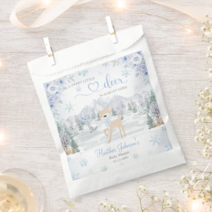 Winter Deer Blue Snowflake Baby Shower Favour Bag