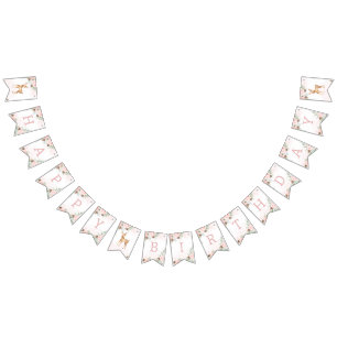 Winter deer blush wink evergreen girl birthday bunting 