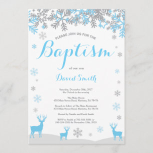 Winter Deer Boy Baptism Invitation