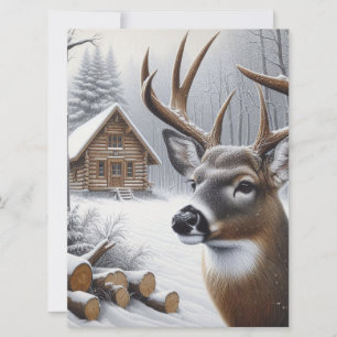 Winter deer/Buck art Holiday Card