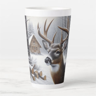 Winter deer/Buck art Latte Mug