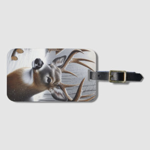 Winter deer/Buck art Luggage Tag