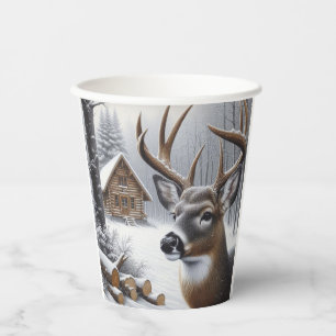 Winter deer/Buck art Paper Cups