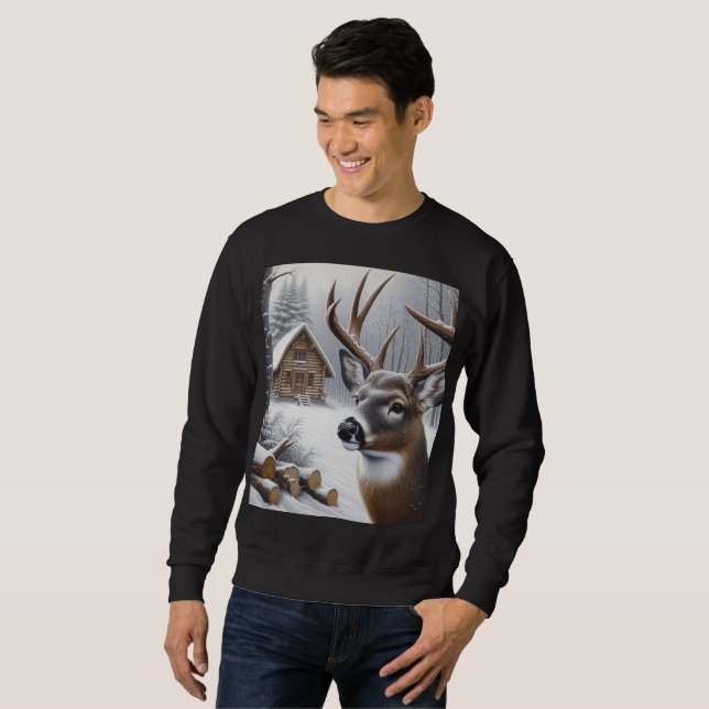 Winter deer/Buck art Sweatshirt (Front Full)
