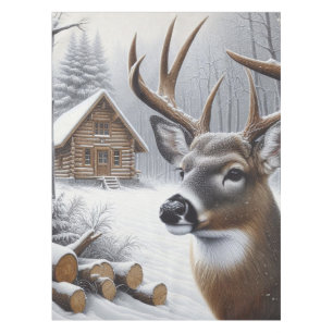 Winter deer/Buck art Tablecloth