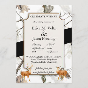 Winter Deer Camouflage Wedding Invitation 2
