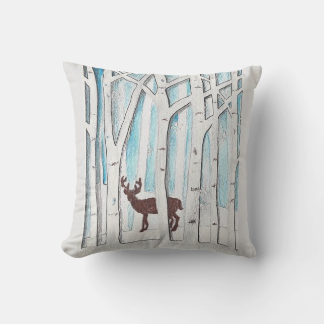 Winter Deer design on Cushion (Front)