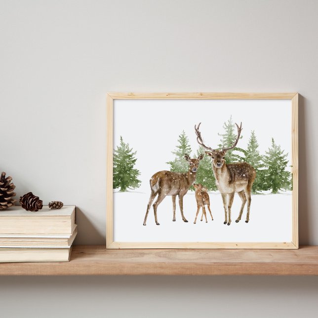 Winter Deer Family in Snow Poster (Creator Uploaded)