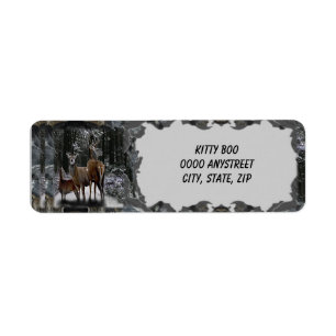 Winter Deer Family Return Address Label