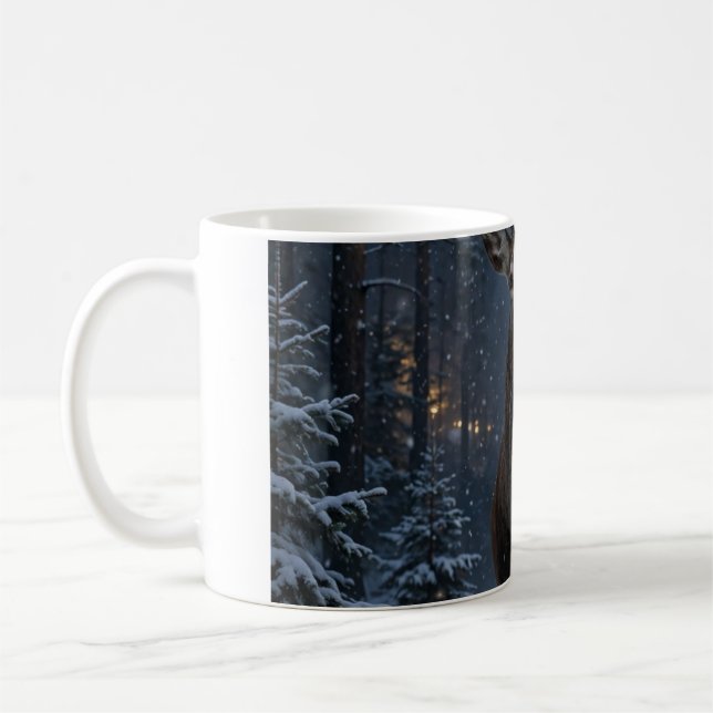Winter Deer Forest Coffee Mug (Left)
