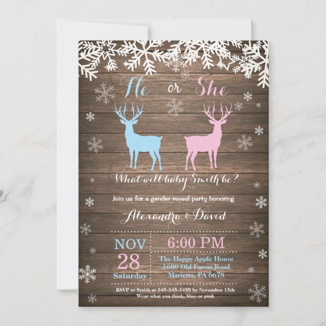 Winter Deer Gender Reveal Invitation (Front)