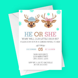 Winter Deer Gender Reveal Invitation