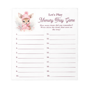 Winter Deer Girl Baby Shower Memory Tray Game Notepad