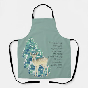 Winter Deer in the Snow – Wildlife Art Home Decor Apron