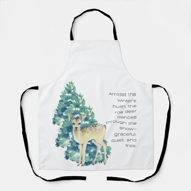 Winter Deer in the Snow – Wildlife Art Home Decor Apron (Front)