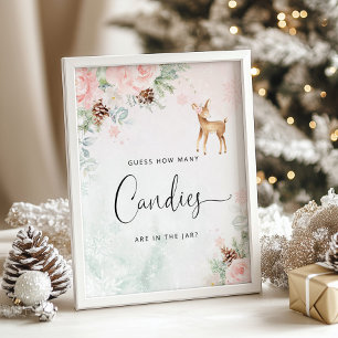 Winter deer pink Guess how many candies Poster