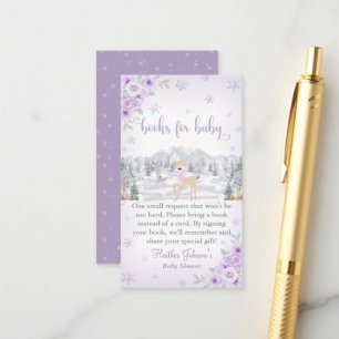 Winter Deer Purple Snowflake Baby Shower Enclosure Card