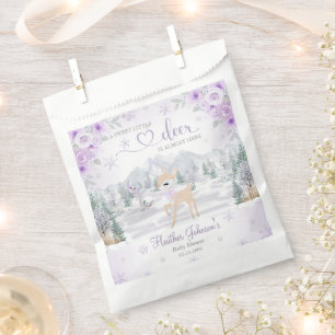 Winter Deer Purple Snowflake Baby Shower Favour Bag