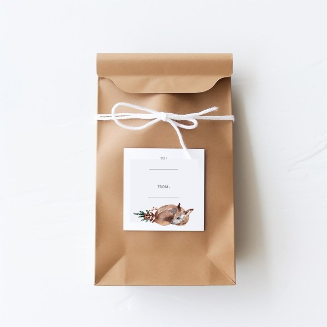 Winter Deer Simple Holiday Square Sticker (Creator Uploaded)