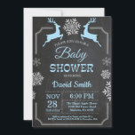 Winter Deer Snowflake Boy Baby Shower Invitation<br><div class="desc">Winter Deer Snowflake Boy Baby Shower Invitation. White and Blue Snowflake. Boy Baby Shower Invitation. Winter Holiday Baby Shower Invite. Chalkboard Background. Black and White. For further customisation,  please click the "Customise it" button and use our design tool to modify this template.</div>