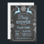 Winter Deer Snowflake Boy Baby Shower Invitation<br><div class="desc">Winter Deer Snowflake Boy Baby Shower Invitation. White and Blue Snowflake. Boy Baby Shower Invitation. Winter Holiday Baby Shower Invite. Chalkboard Background. Black and White. For further customisation,  please click the "Customise it" button and use our design tool to modify this template.</div>