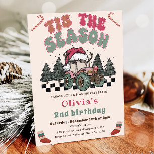 Winter Deer Truck Christmas Birthday Party Invitation