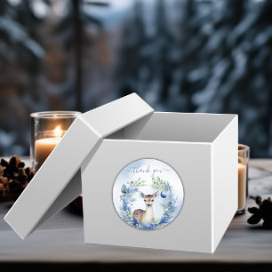 Winter Deer Watercolor Baby Shower Thank You Classic Round Sticker