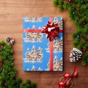 Winter Deer with Snowfall in the Forest Wrapping Paper