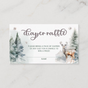 Winter Deer Woodland Diaper Raffle Enclosure Card