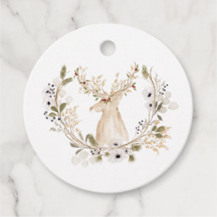Winter Deer Wreath  Favour Tags