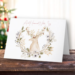 Winter Deer Wreath  Thank You Card