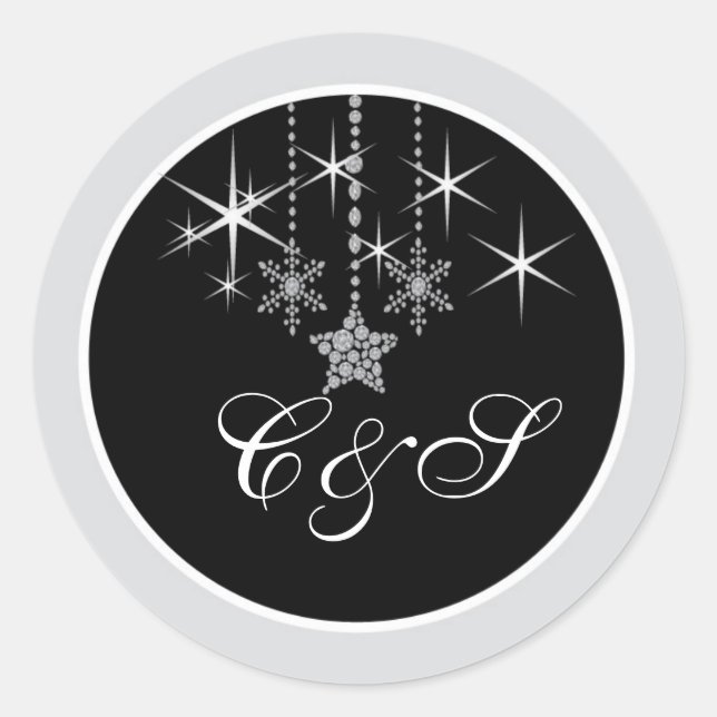 Winter Diamond Wedding Favour Stickers (Front)