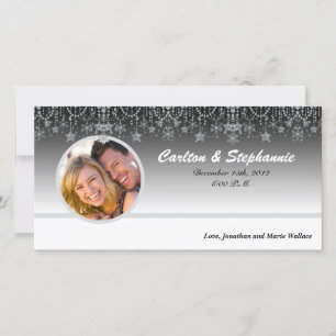 Winter Diamond Wedding Photo Birth Announcement