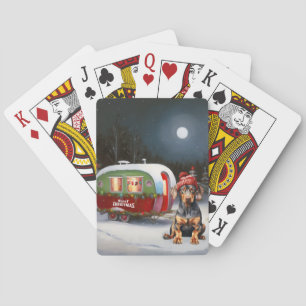 Winter Doberman Caravan Christmas Adventure  Playing Cards