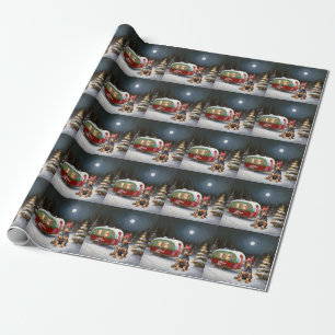 Winter Doberman Caravan Christmas Adventure  Wrapping Paper