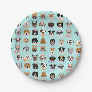 Winter Dog Faces Paper Plate