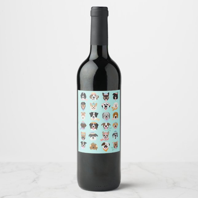 Winter Dog Faces Wine Label (Front)