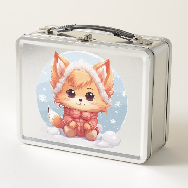 Winter dog metal lunch box (Front)