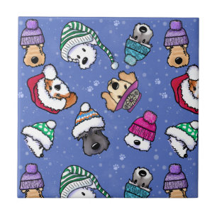Winter Dogs Ceramic Tile