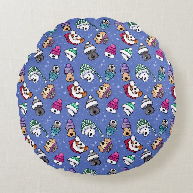 Winter Dogs Round Cushion (Front)