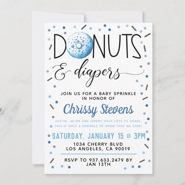 Winter Doughnut Baby Sprinkle Shower Invitation (Front)