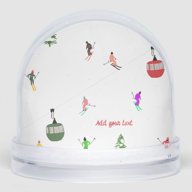 Winter Downhill Aerial Skiers Skiing Pattern Snowglobe (Front)