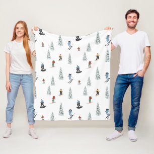 Winter Downhill Pattern Fleece Blanket
