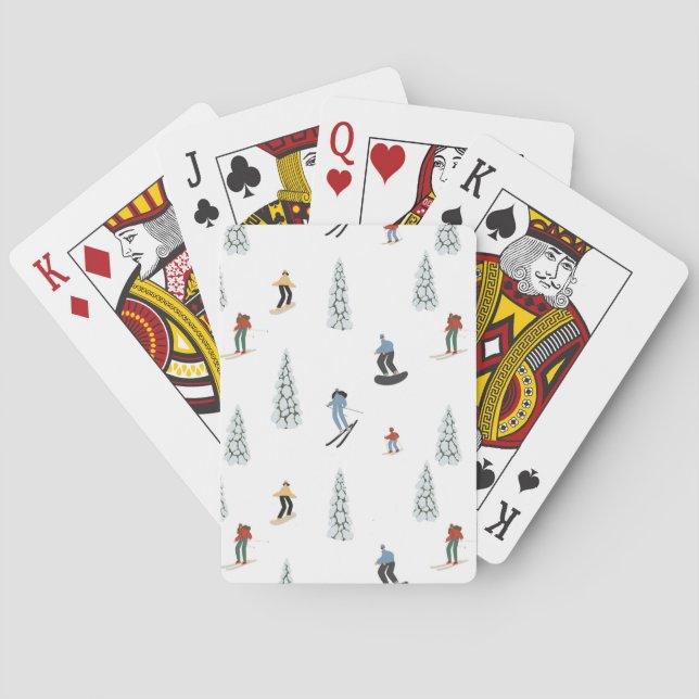 Winter Downhill Pattern Playing Cards (Back)
